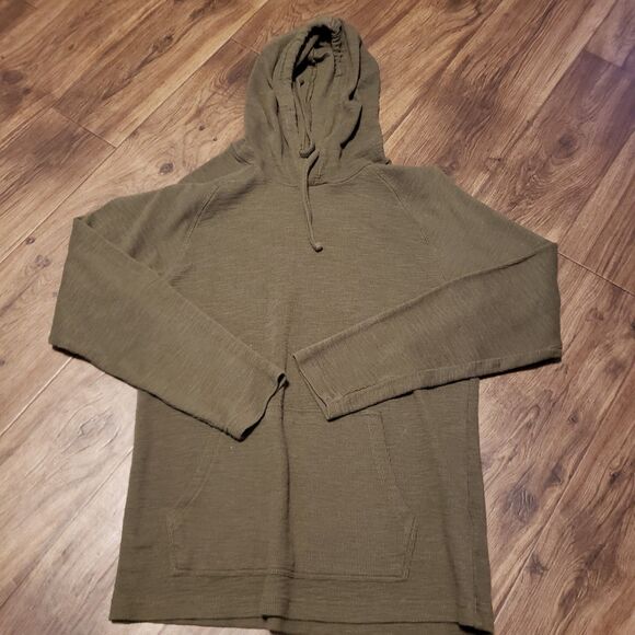 Goodthreads Dark Green Mens Pullover Hoodie Waffle Style Top Sz Med - Picture 1 of 5